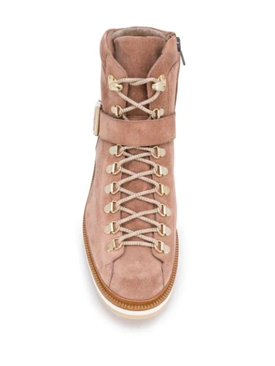 Shop Santoni Suede Hiker-style Boots In Neutrals