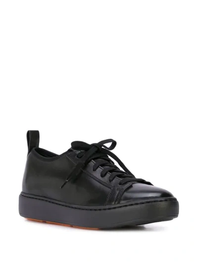 Shop Santoni Lace-up Low-top Sneakers In Black