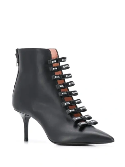 Shop Msgm Logo Bow Ankle Boots In Black