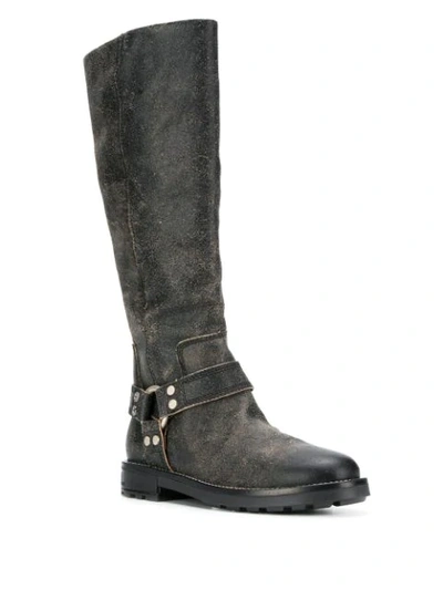 Shop Diesel Textured Knee High Boots In Black