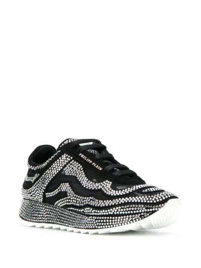 Shop Philipp Plein Crystal Runner Sneakers In Black