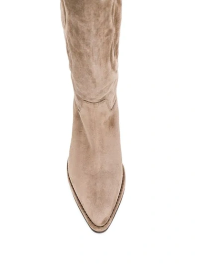 Shop Del Carlo Undershot Heel Western Calf Boots In Grey