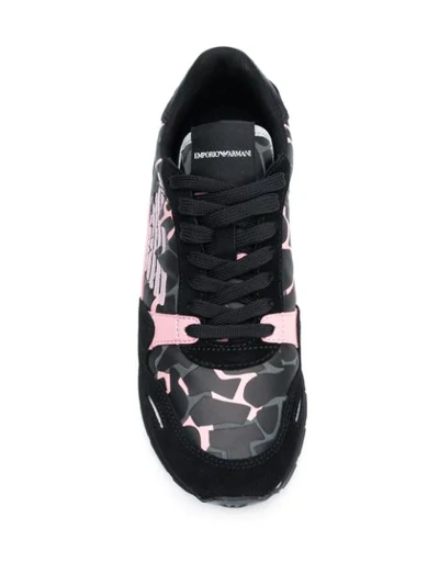 Shop Emporio Armani Logo Printed Sneakers In Black