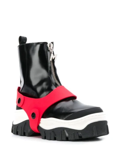 Shop Msgm Contrast Strap Boots In Black