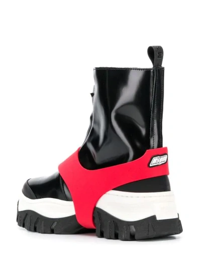 Shop Msgm Contrast Strap Boots In Black