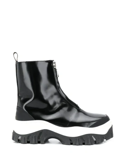 Shop Msgm Contrast Strap Boots In Black