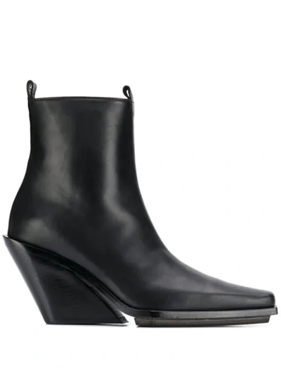 Shop Ann Demeulemeester Wedge Heel Ankle Boots In 99 Black
