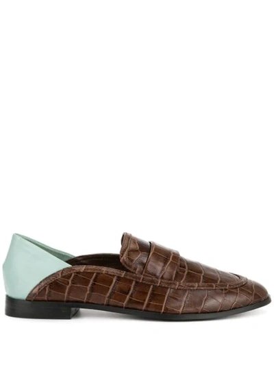 Shop Senso Sabrina Croc-effect Loafers In Brown