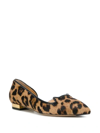 Shop Charlotte Olympia Leopard Print Ballerina Flats In Brown