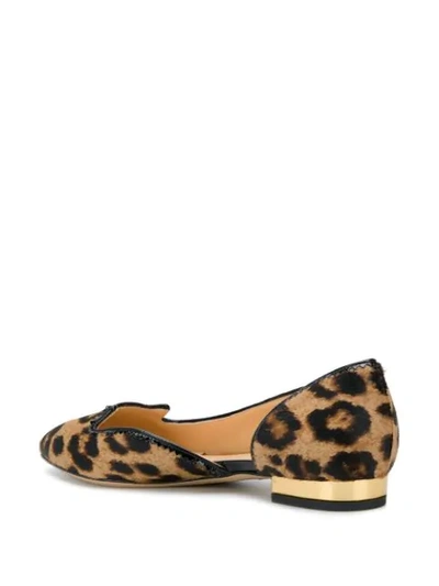 Shop Charlotte Olympia Leopard Print Ballerina Flats In Brown