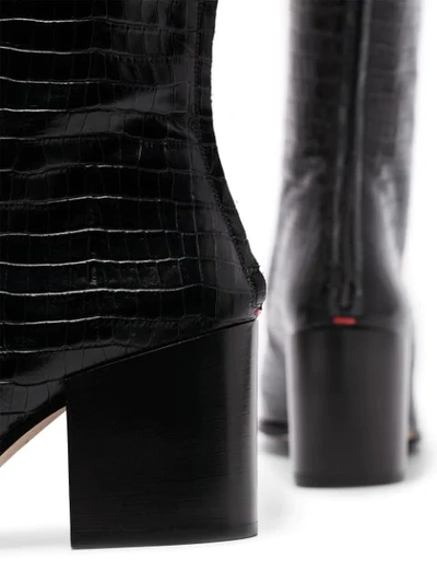 Shop Aeyde Charlie 75mm Croc-embossed Knee-high Boots In Black