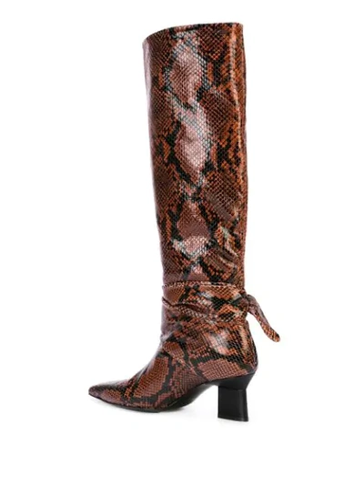 Shop Rosetta Getty Snake-effect Knee Boots In Brown