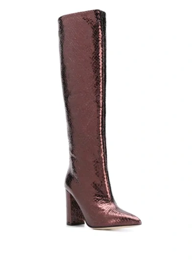 Shop Paris Texas Embossed Knee Length Boots In Metallic