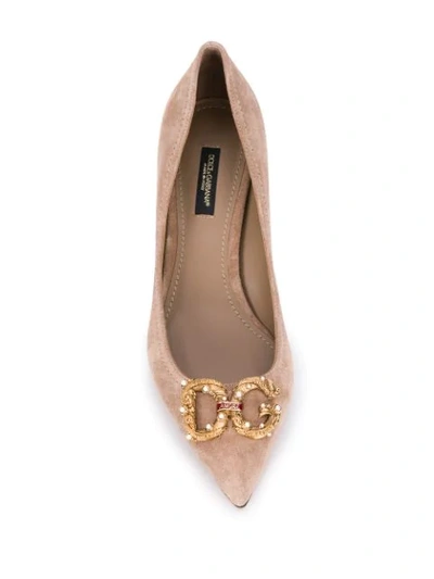Shop Dolce & Gabbana Dg Logo Lori Pumps In Neutrals