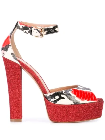 Madison.maison Snakeskin Effect Platform Sandals In Red