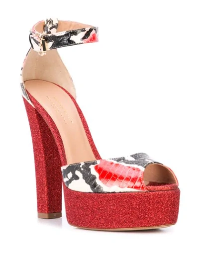 Madison.maison Snakeskin Effect Platform Sandals In Red