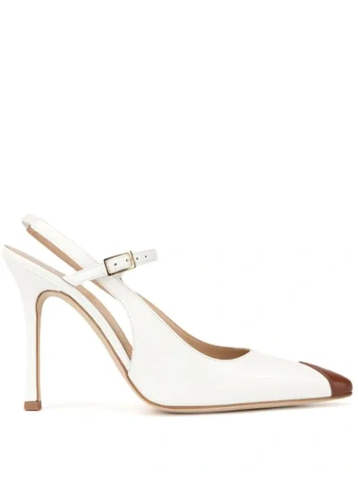 Shop Alessandra Rich Two-tone Slingback Pumps In White