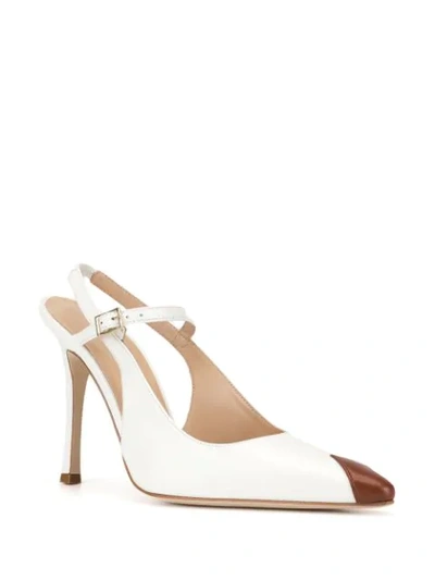 Shop Alessandra Rich Two-tone Slingback Pumps In White