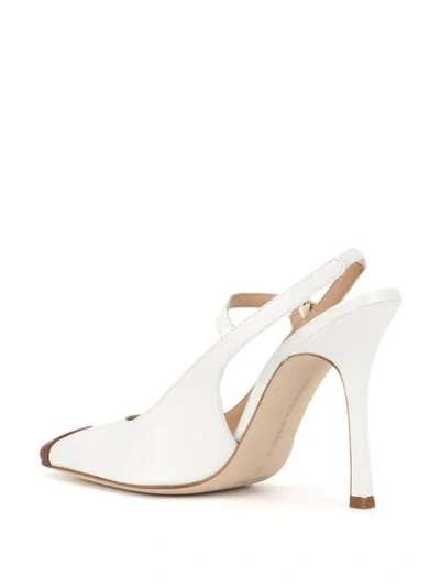 Shop Alessandra Rich Two-tone Slingback Pumps In White