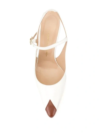 Shop Alessandra Rich Two-tone Slingback Pumps In White