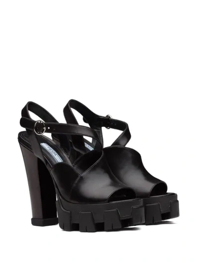 Shop Prada Monolith Chunky Sandals In Black