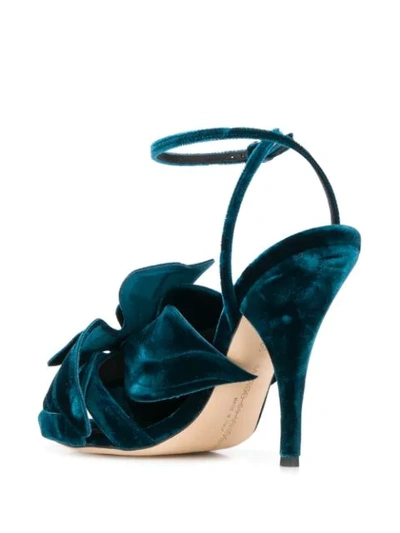 Shop Marco De Vincenzo Velvet Flower Sandals In Blue