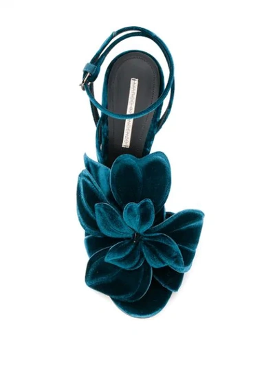 Shop Marco De Vincenzo Velvet Flower Sandals In Blue