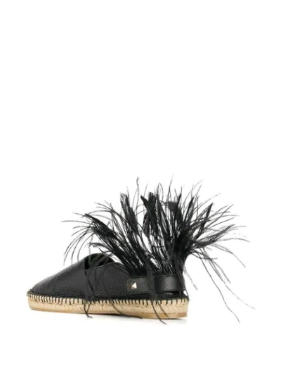 Shop Valentino Espadrilles Mit Federn - Schwarz In Black