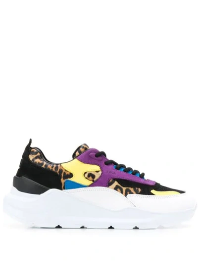Date Multicolor Fuga Leopard Mesh & Suede Sneaker In Black