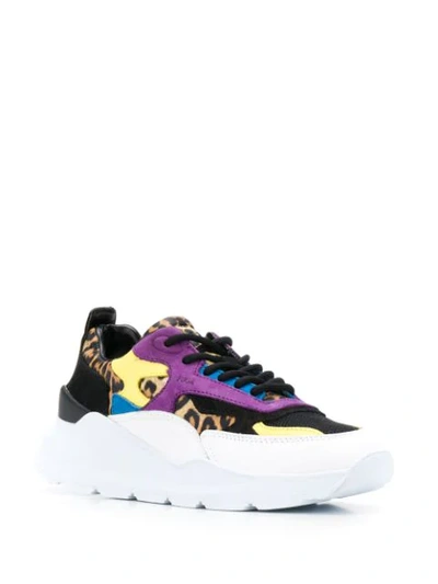 Date Multicolor Fuga Leopard Mesh & Suede Sneaker In Black
