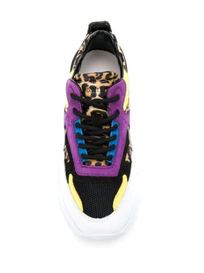 Date Multicolor Fuga Leopard Mesh & Suede Sneaker In Black