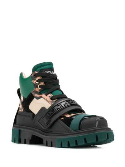Shop Dolce & Gabbana Trekking Logo Strap Boots In Black