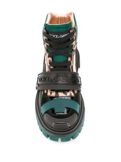 Shop Dolce & Gabbana Trekking Logo Strap Boots In Black
