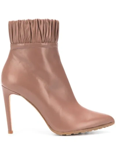 Shop Chloe Gosselin Maud Pleated Trimming Boots In Brown