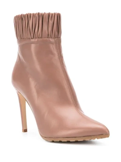Shop Chloe Gosselin Maud Pleated Trimming Boots In Brown