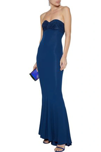 Shop Alexandre Vauthier Strapless Crystal-embellished Stretch-jersey Gown In Royal Blue