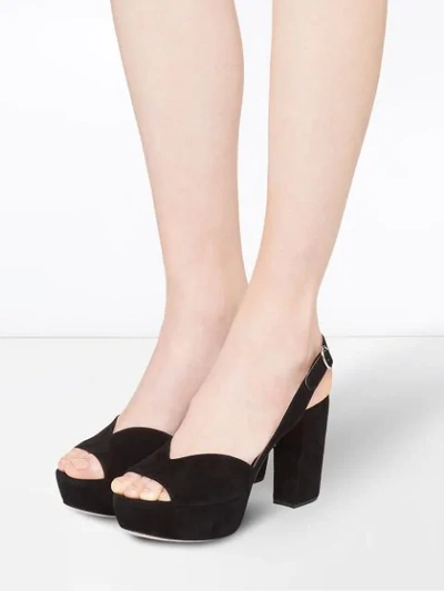 Shop Miu Miu Suede Sandals In Black