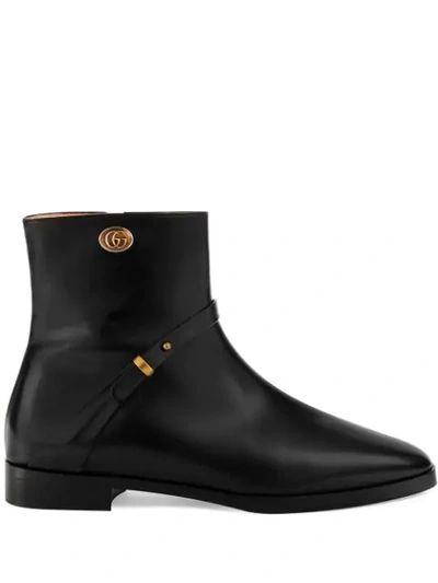 Shop Gucci Stiefeletten Mit Riemen In Black