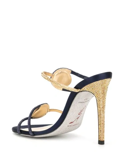 Shop René Caovilla Spilla Satin Sandals In Blue ,gold