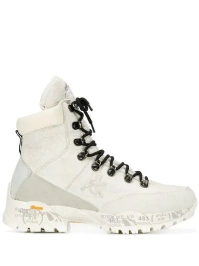 Shop Premiata Mid Trec Boots In White