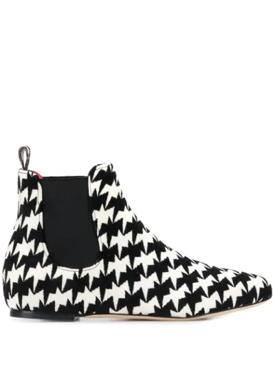 Shop Bams Geometric Print Ankle Boots In White