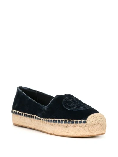 Shop Tory Burch Velvet Platform Espadrilles In Blue