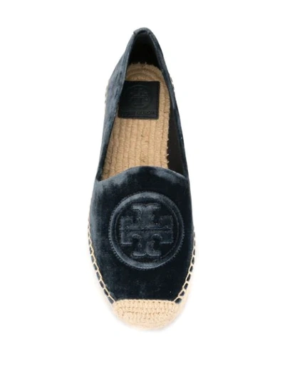 Shop Tory Burch Velvet Platform Espadrilles In Blue