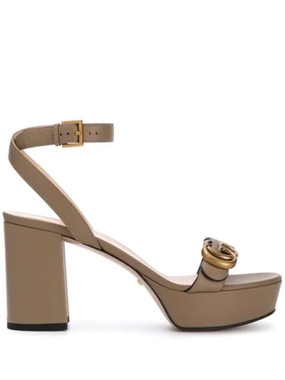 Shop Gucci Gg Platform Sandals In Neutrals