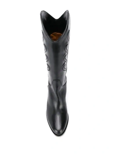 Shop Francesco Russo Western Block Heel Boots In Black