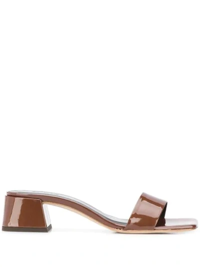 Shop By Far Block Heel Slip-on Sandals In Brown