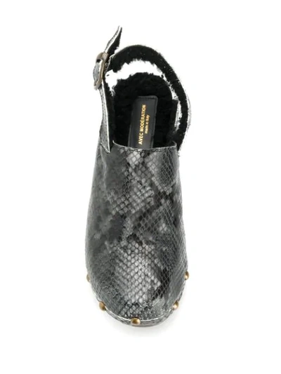 Shop Avec Modération Ruka Snakeskin Print Clogs In Grey