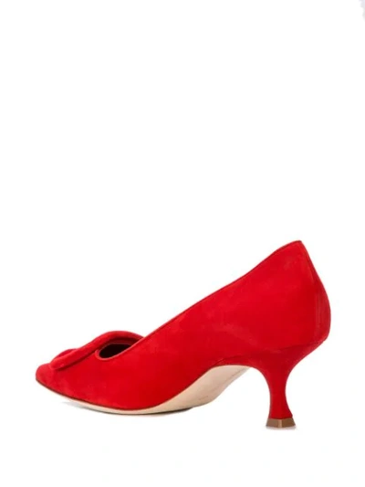 Manolo Blahnik Maysale Buckle Pointed Toe Pump In Red