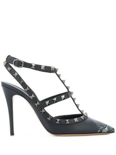 Shop Valentino Rockstud Ankle-strap Pumps In Black