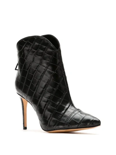 Shop Schutz Crocodile Embossed Leather Booties In Black